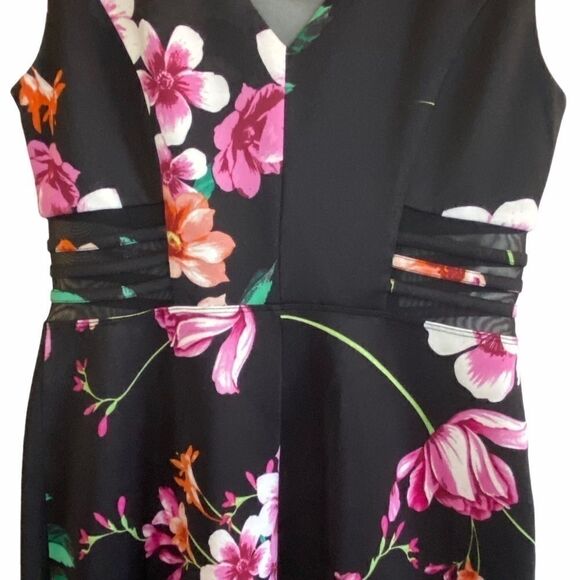 KOMAROV Sleeveless Floral Mesh Summer Midi Dress - Picture 3 of 9